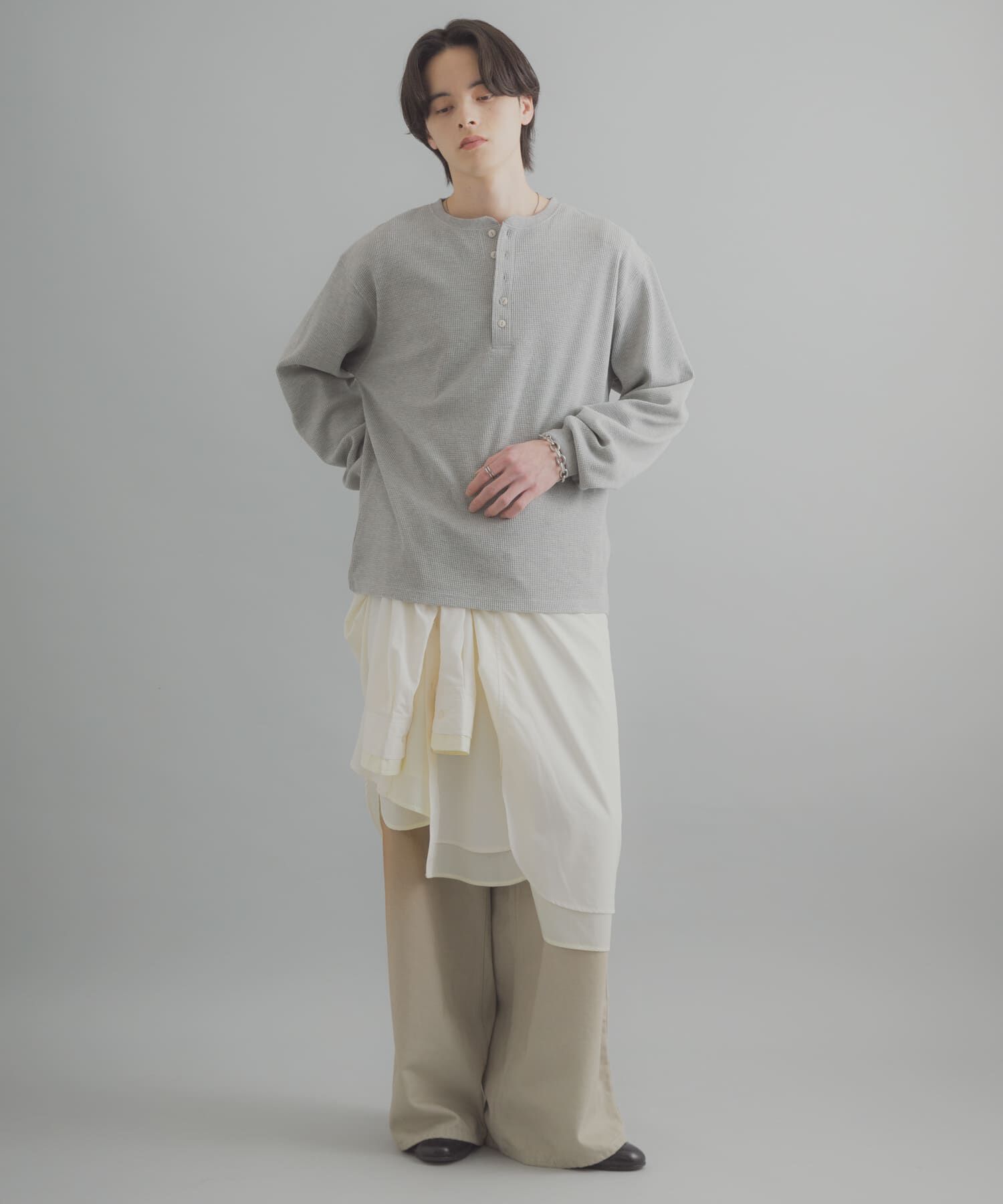 SENSE OF PLACE by URBAN RESEARCH「ワッフルヘンリーネックロングTシャツ」|Tシャツ・カットソー|