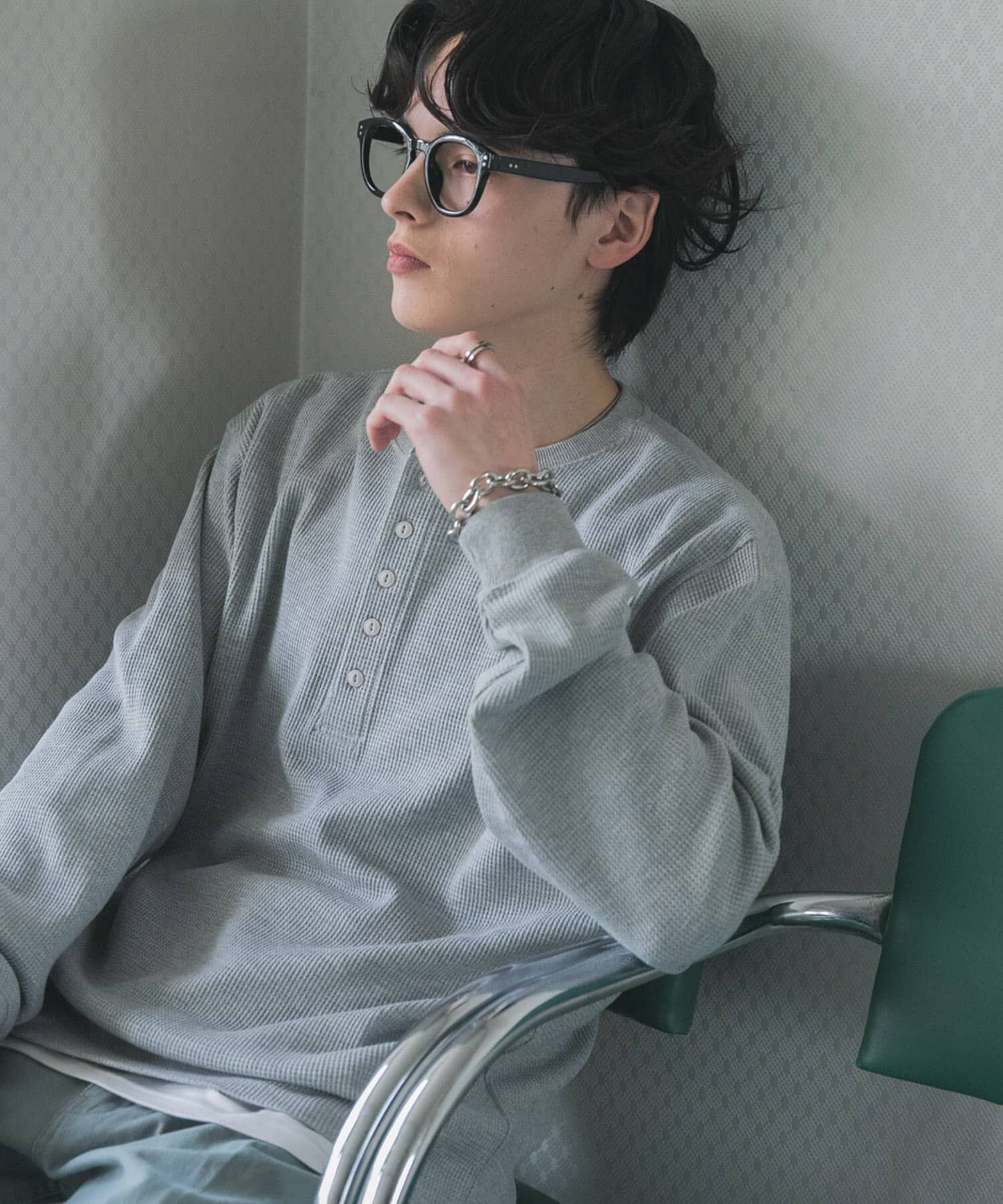 SENSE OF PLACE by URBAN RESEARCH「ワッフルヘンリーネックロングTシャツ」|Tシャツ・カットソー|