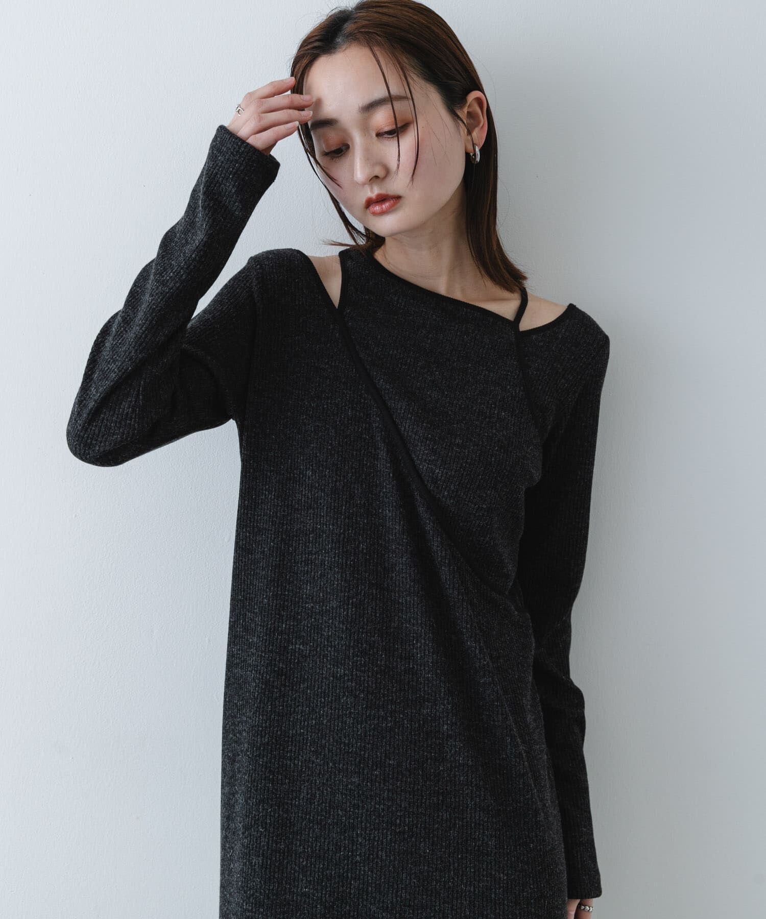 SENSE OF PLACE by URBAN RESEARCH「レイヤードデザインリブワンピース」|ワンピース|チャコールグレー