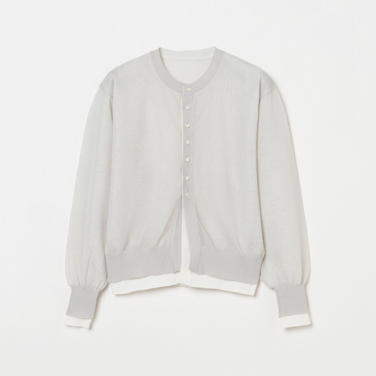 HELIOPOLE「HELIOPOLE LAYERED KNIT REVERSIBLE GARDIGAN」|ニット・セーター|ライトグレー