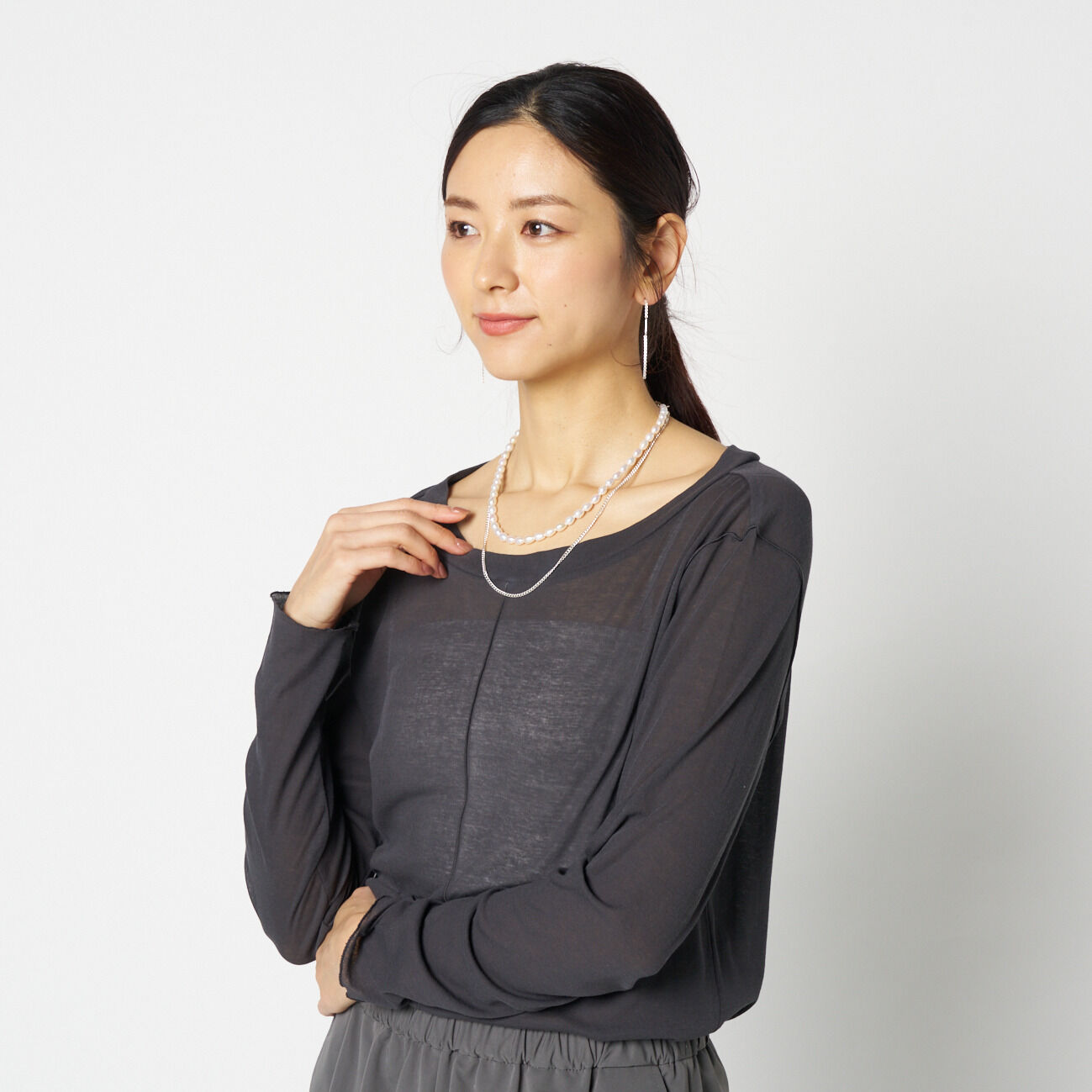 HELIOPOLE「HELIOPOLE 【smooth skin series】wide crew neck」|Tシャツ・カットソー|