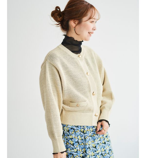 le.coeur blanc「《手洗い可能》柄アミニットカーディガン」|ニット・セーター|
