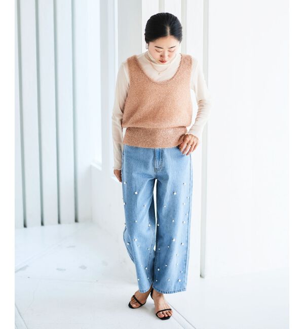 le.coeur blanc「《手洗い可能》シャイニーシャギーニットベスト」|ベスト・ジレ|