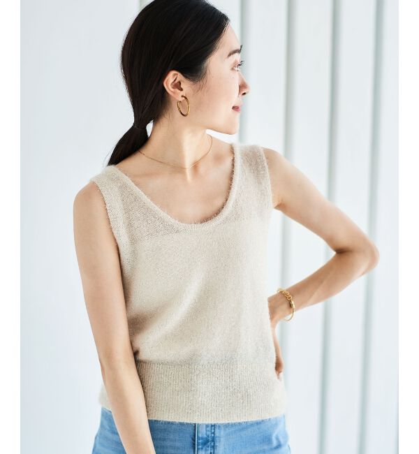 le.coeur blanc「《手洗い可能》シャイニーシャギーニットベスト」|ベスト・ジレ|