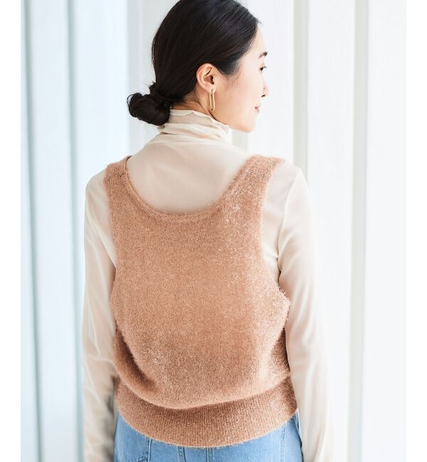 le.coeur blanc「《手洗い可能》シャイニーシャギーニットベスト」|ベスト・ジレ|