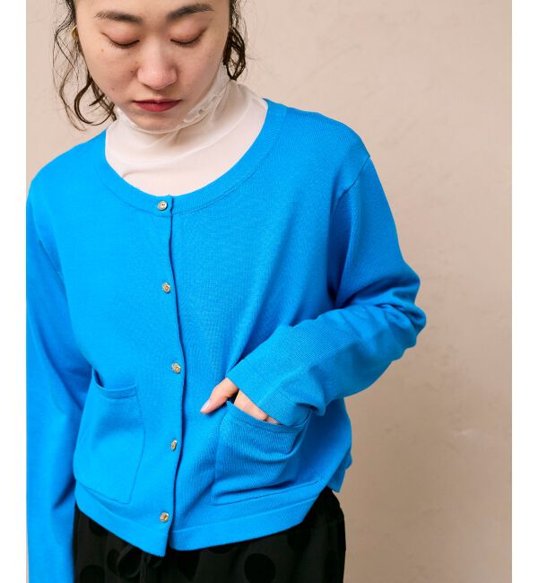  「《WEB限定アイテム》メタルボタンコンパクトカーディガン」|カーディガン|ブルー