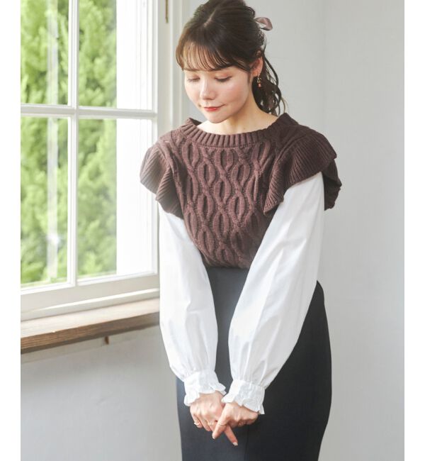 MAJESTICLEGON「2wayケーブルフリルニット」|ニット・セーター|