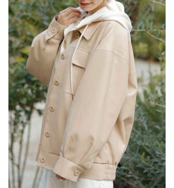 MAJESTICLEGON「フェイクレザーオーバーブルゾン」|ブルゾン・スタジャン|