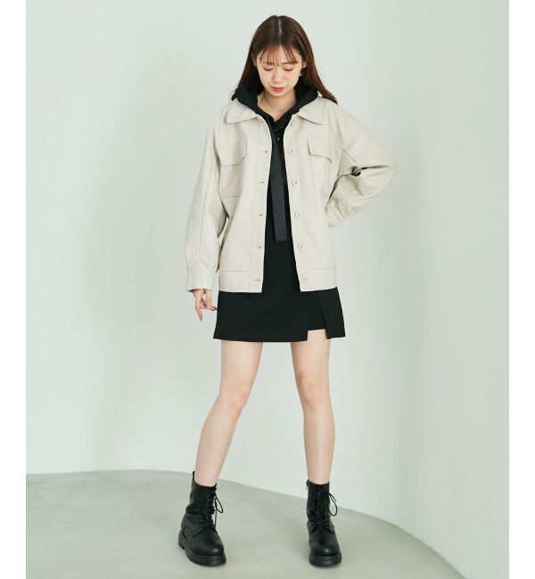 MAJESTICLEGON「フェイクレザーオーバーブルゾン」|ブルゾン・スタジャン|