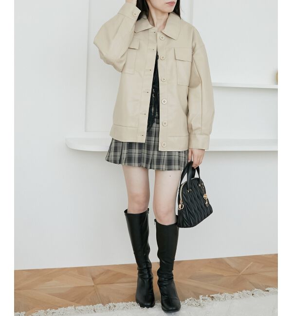 MAJESTICLEGON「フェイクレザーオーバーブルゾン」|ブルゾン・スタジャン|