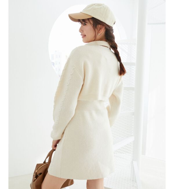 MAJESTICLEGON「ケーブルショートカーデセットワンピ」|ワンピース|