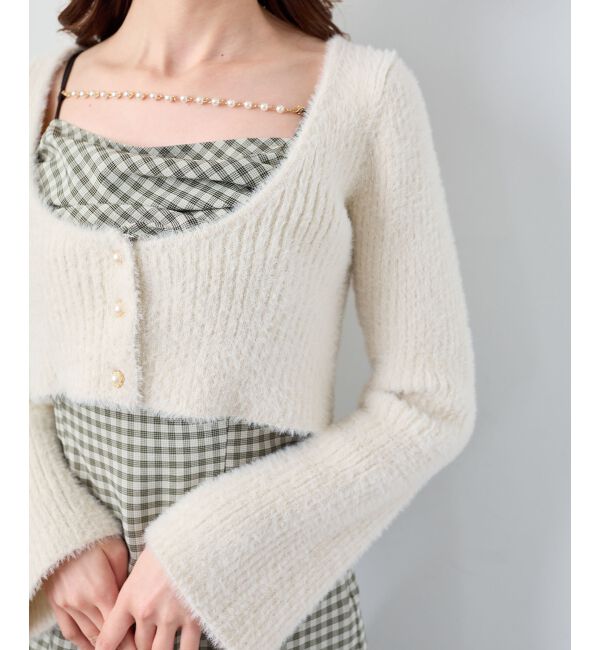  「シャギーカーデセットキャミワンピース」|ワンピース|