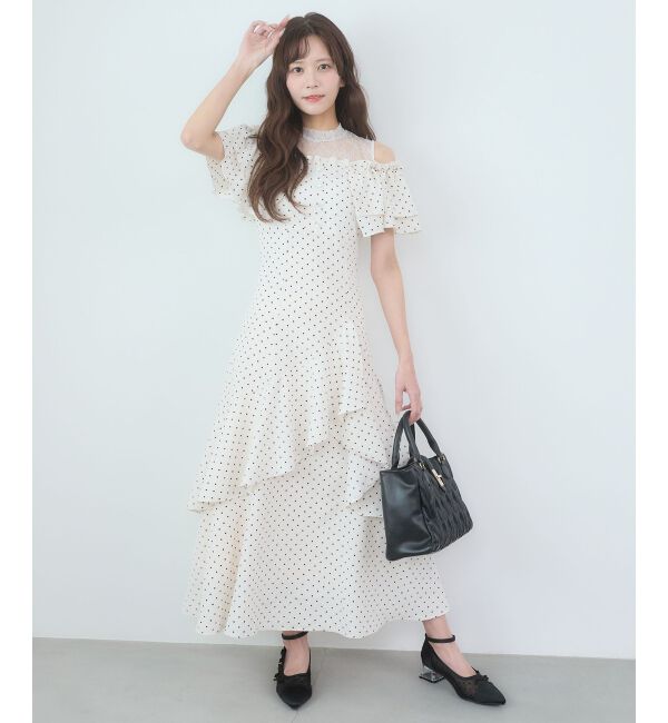  「ウエストきゅっとオフショルワンピ」|ワンピース|