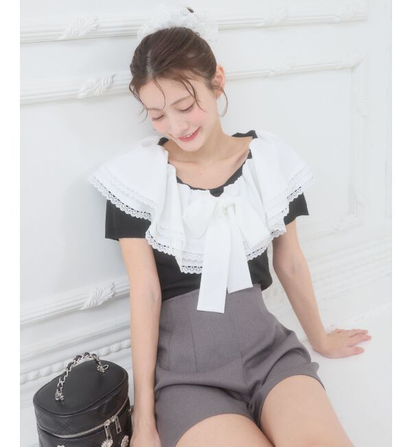  「ビッグカラーリボンニット」|ニット・セーター|