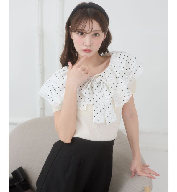  「ビッグカラーリボンニット」|ニット・セーター|