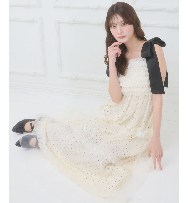  「フリルチュールロングワンピース」|ワンピース|