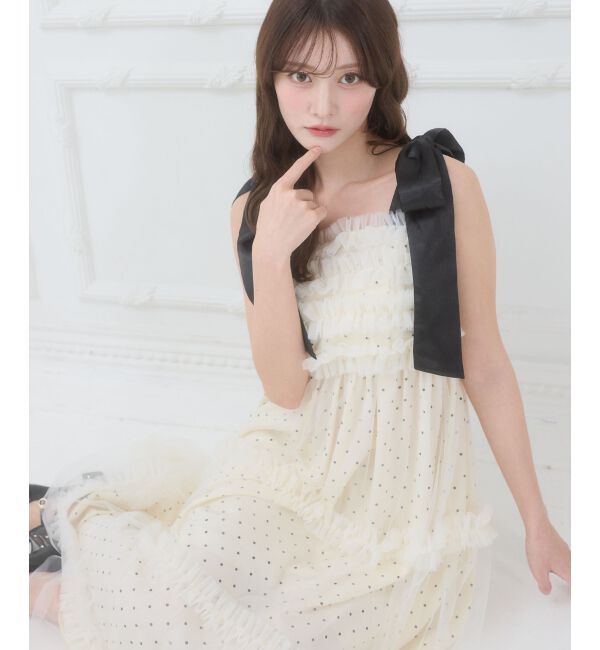  「フリルチュールロングワンピース」|ワンピース|