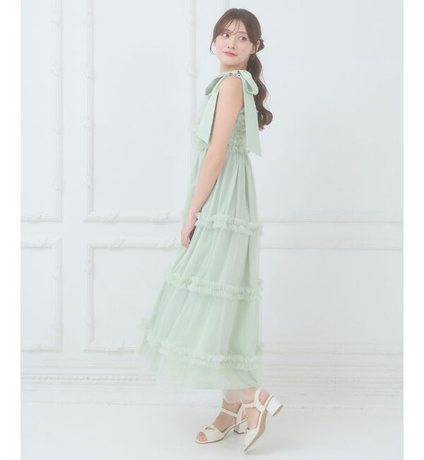  「フリルチュールロングワンピース」|ワンピース|