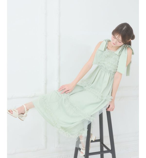  「フリルチュールロングワンピース」|ワンピース|