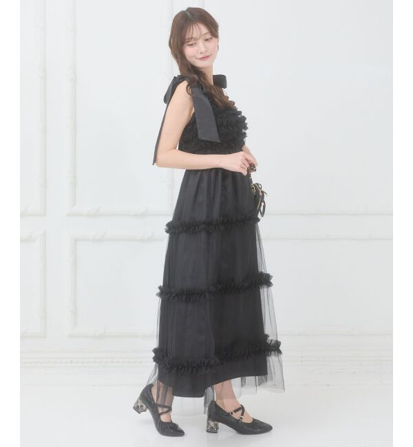  「フリルチュールロングワンピース」|ワンピース|