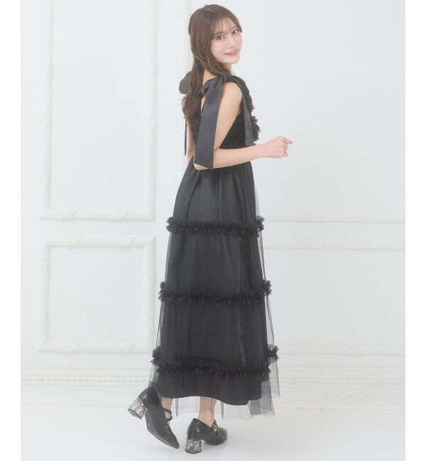  「フリルチュールロングワンピース」|ワンピース|