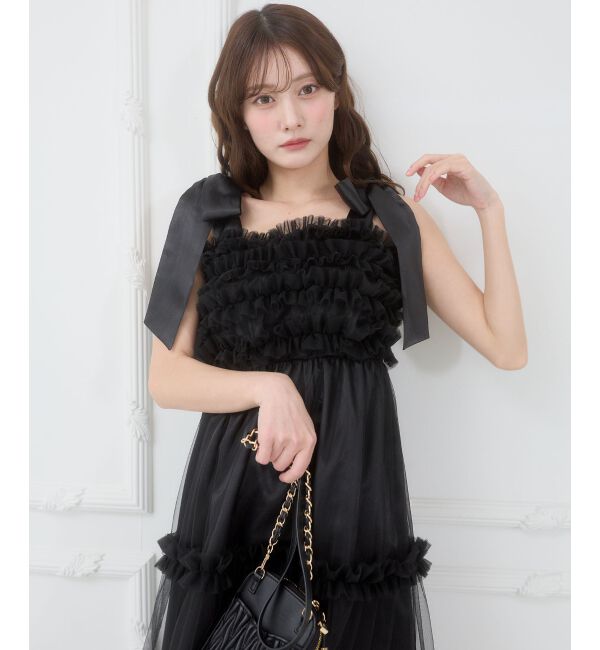  「フリルチュールロングワンピース」|ワンピース|