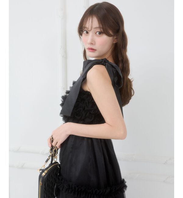  「フリルチュールロングワンピース」|ワンピース|