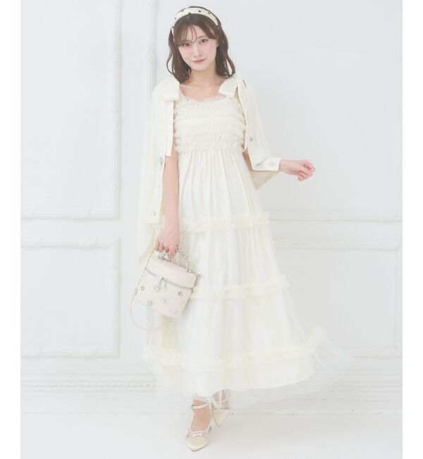  「フリルチュールロングワンピース」|ワンピース|