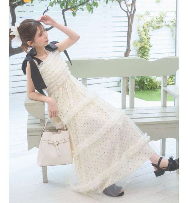  「フリルチュールロングワンピース」|ワンピース|