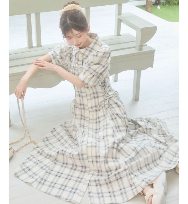  「サイドレースアップシャツワンピース」|ワンピース|