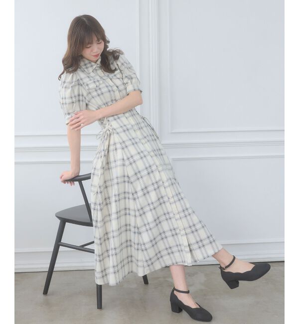 「サイドレースアップシャツワンピース」|ワンピース|