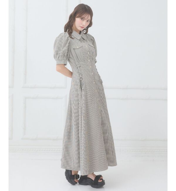  「サイドレースアップシャツワンピース」|ワンピース|