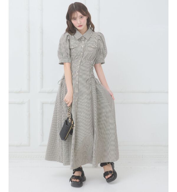  「サイドレースアップシャツワンピース」|ワンピース|