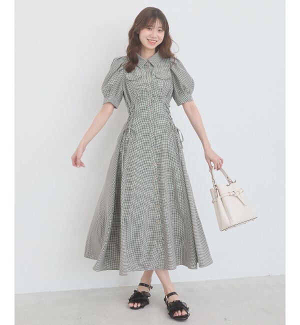  「サイドレースアップシャツワンピース」|ワンピース|