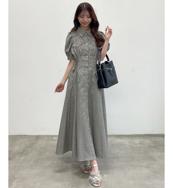  「サイドレースアップシャツワンピース」|ワンピース|