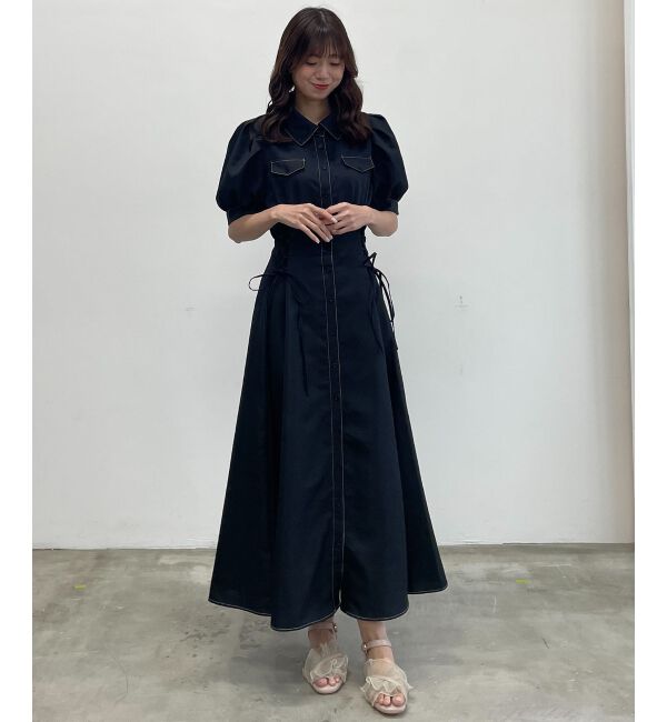  「サイドレースアップシャツワンピース」|ワンピース|