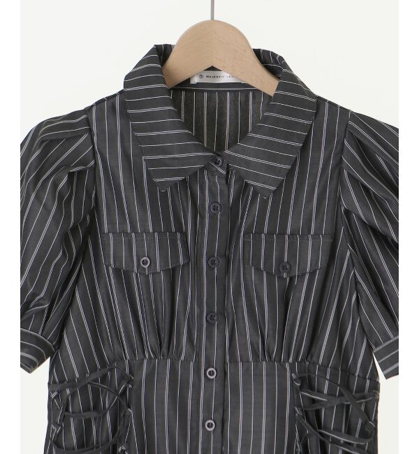  「サイドレースアップシャツワンピース」|ワンピース|