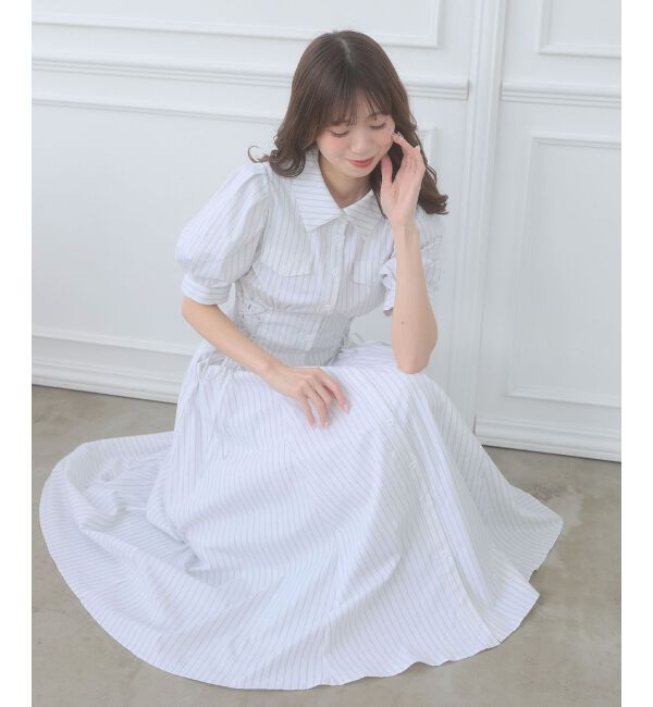  「サイドレースアップシャツワンピース」|ワンピース|