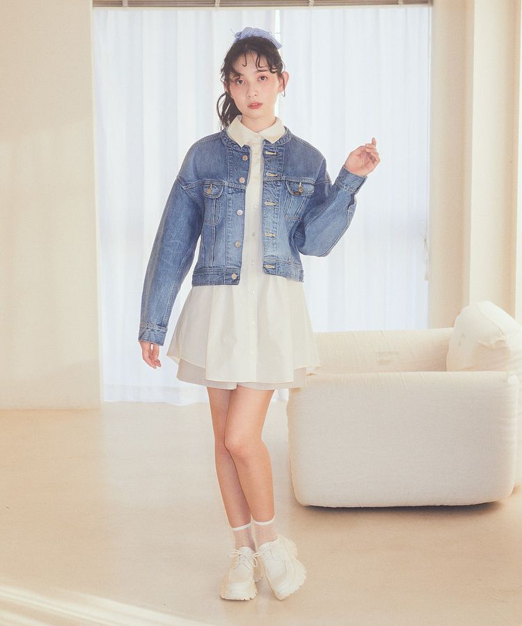 earth music&ecology「Lee &times; e.m.a.e. ライダース ノーカラージャケット」|テーラードジャケット|