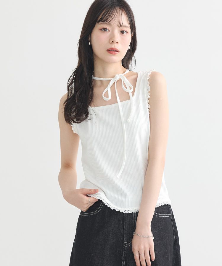 earth music&ecology「マルチwayネックホルターレースタンク」|インナー|Off White