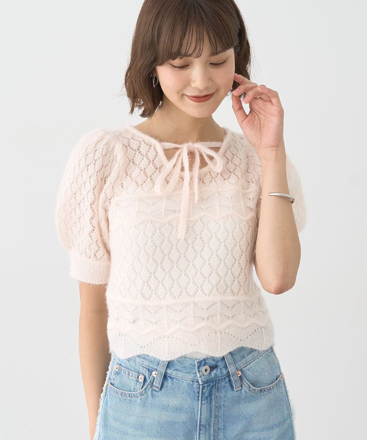 earth music&ecology「キャットヤーン透かし編みニットプルオーバー」|ニット・セーター|