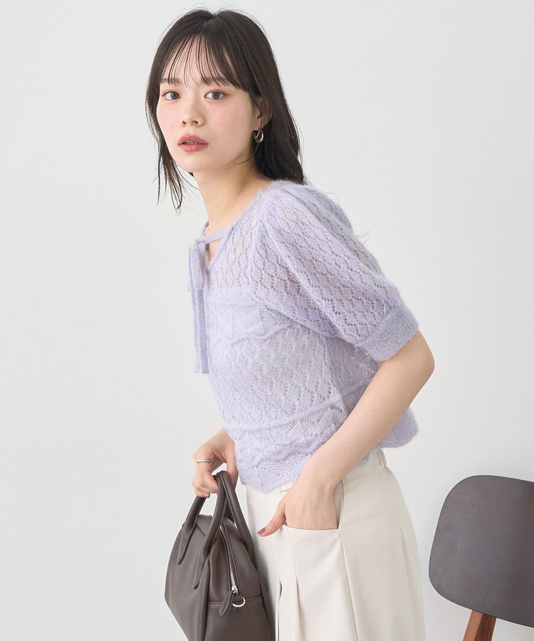 earth music&ecology「キャットヤーン透かし編みニットプルオーバー」|ニット・セーター|