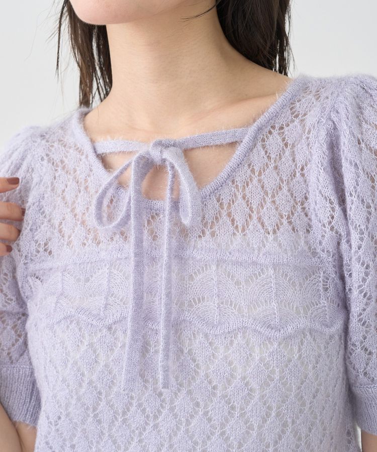 earth music&ecology「キャットヤーン透かし編みニットプルオーバー」|ニット・セーター|