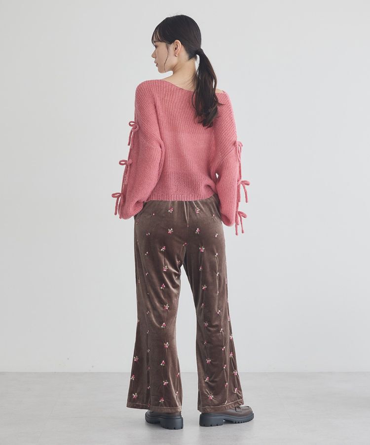 earth music&ecology「サイドリボン透かしニットプルオーバー」|ニット・セーター|