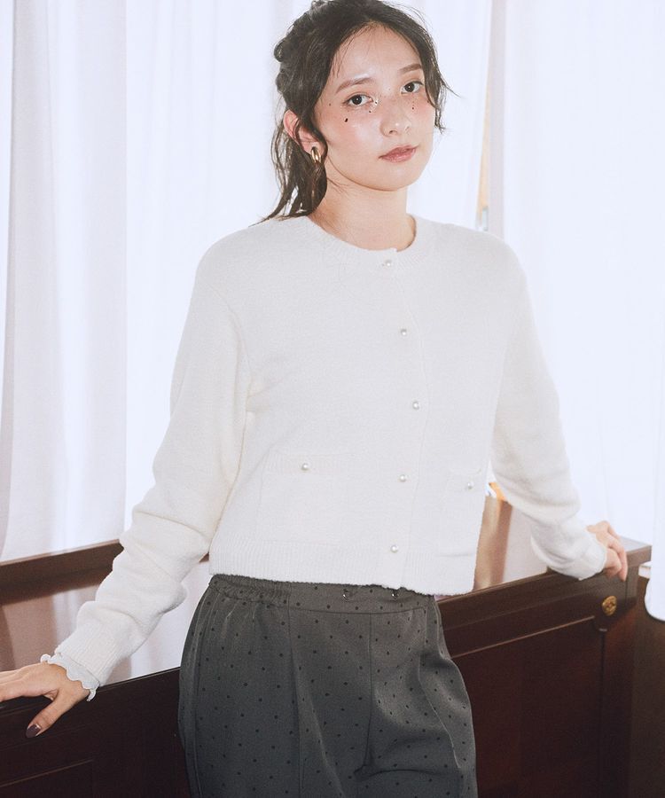 earth music&ecology「パウダーシャギークルーネックカーディガン」|カーディガン|Ivory