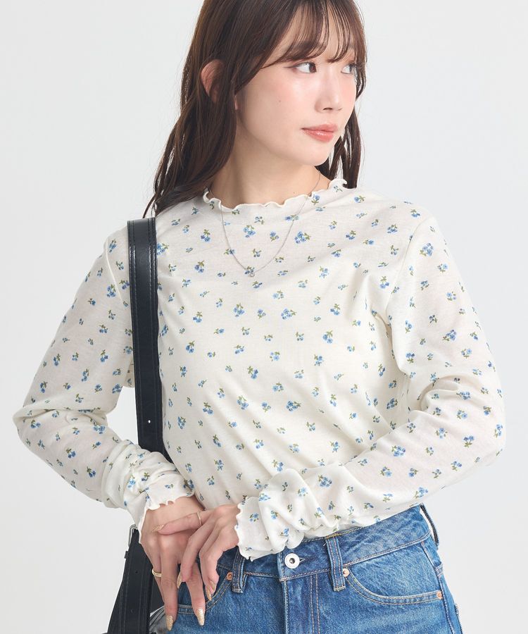 earth music&ecology「ハイネックフラワーメロープルオーバー」|Tシャツ・カットソー|