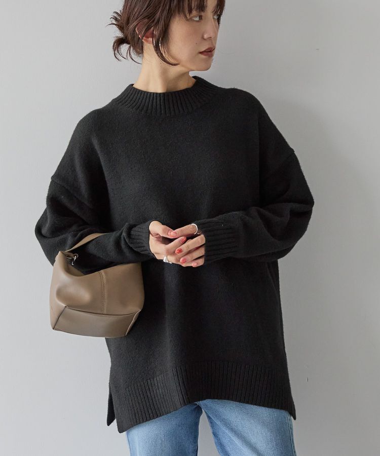 AMERICAN HOLIC「サイドスリットハイネックニットプルオーバー」|ニット・セーター|Black