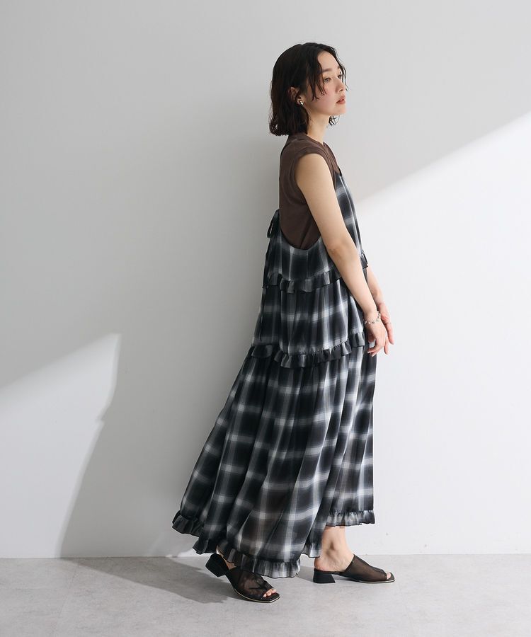 Green Parks「・Petit Fleur オンブレーチェックキャミワンピ」|ワンピース|Black