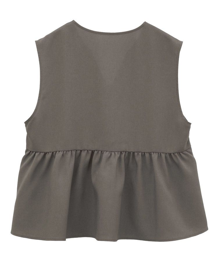 Green Parks「麻調ペプラムzipベスト」|ベスト・ジレ|