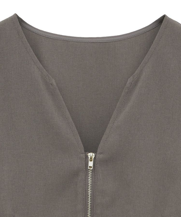 Green Parks「麻調ペプラムzipベスト」|ベスト・ジレ|